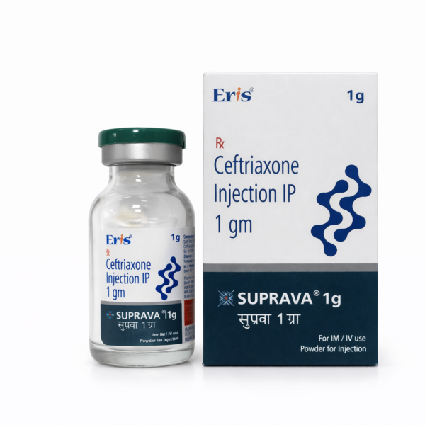 Suprava 1 g Injection – Ceftriaxone IP Powder for IM/IV Use